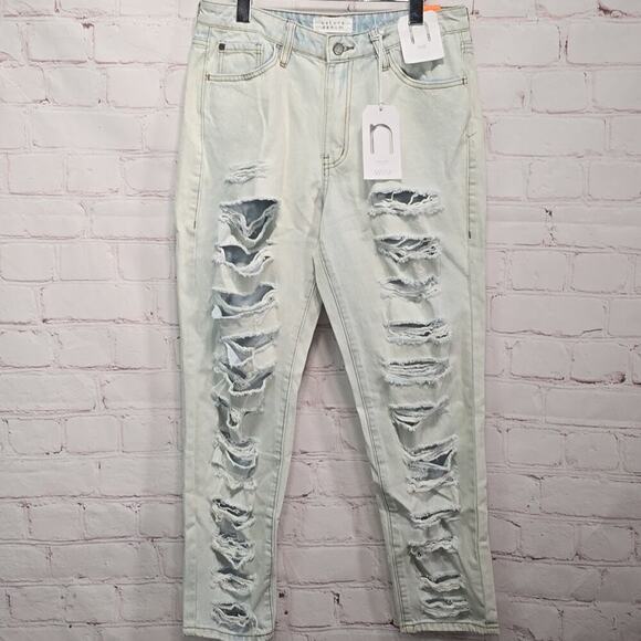 Nature Denim Kyler Mom Jeans Distressed Light Wash Womens Size 9 NWT - Picture 1 of 14